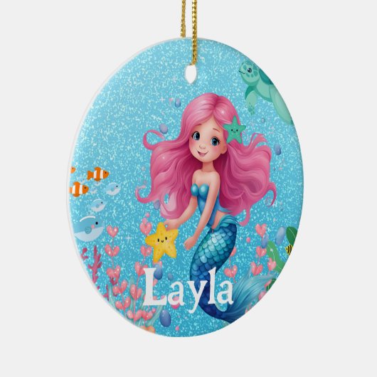Custom Mermaid Child Name Keramik Ornament (Rechts)