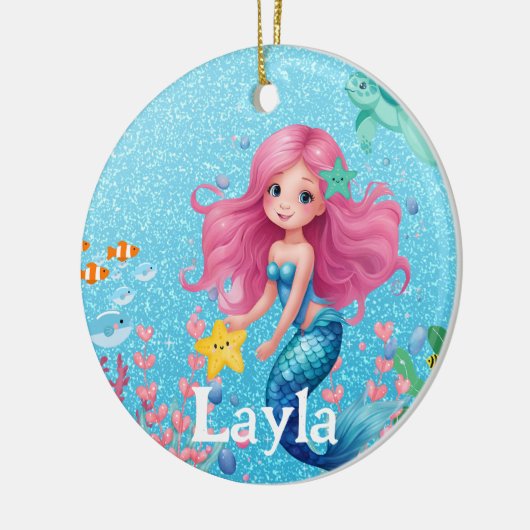 Custom Mermaid Child Name Keramik Ornament (Links)