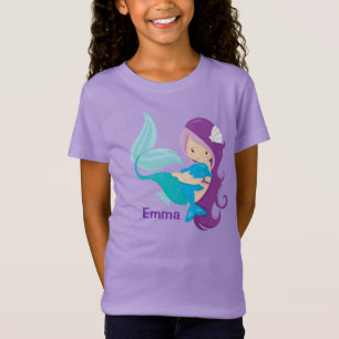 Custom Mermaid Girl Niedlich Kindergeburtstag T-Shirt