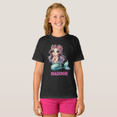 Custom Mermaid Girls Name Black T-Shirt (Vorne ganz)