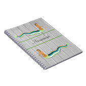 Custom Mermaid Hummer graues Holz Küstendekoration Notizblock (Rechte Seite)