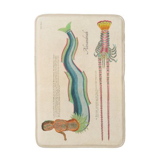 Custom Mermaid Hummer Vintag Coastal Badematte (Vorderseite Vertikal)