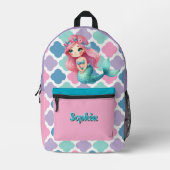 Custom Mermaid rosa Muster Bedruckter Rucksack (Vorderseite)