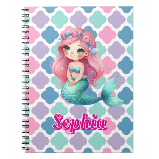 Custom Mermaid rosa Muster Notizblock (Vorderseite)