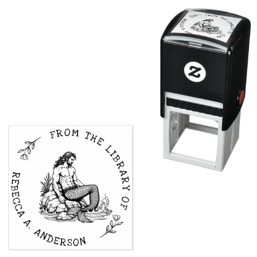 Custom Merman on Rock mit Chain Buchzeichen Briefm Permastempel (Beispiel)