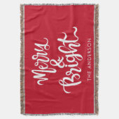 Custom Merry and Bright Typografy Script Red Decke (Vorderseite Vertikal)