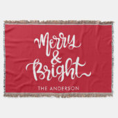 Custom Merry and Bright Typografy Script Red Decke (Vorderseite)