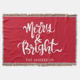 Custom Merry and Bright Typografy Script Red Decke