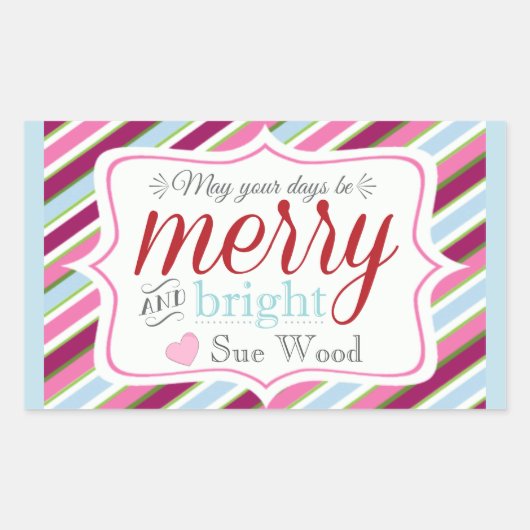 Custom Merry and Bright Weihnachtsgeschenke Sticke Rechteckiger Aufkleber (Vorderseite)