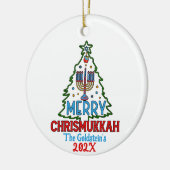 Custom Merry Chrismukkah Happy Hanukkah Keramik Ornament (Links)