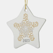 Custom Merry Christmas Calligraphy Star Keramik Ornament (Links)