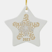 Custom Merry Christmas Calligraphy Star Keramik Ornament (Hinten)