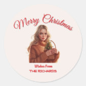 Custom Merry Christmas Girl Sticker • Personalized (Vorderseite)