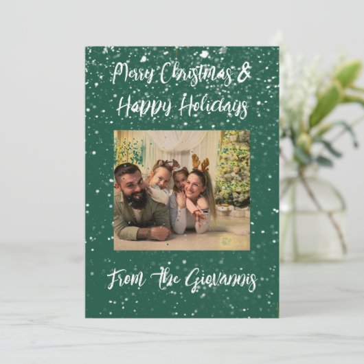 CUSTOM MERRY CHRISTMAS GREETING CARD SAVE THE DATE (Stehend Vorderseite)