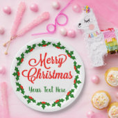 Custom Merry Christmas Holly Berry Pappteller (Party)