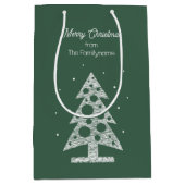 Custom Merry Christmas Line Art Tree Mittlere Geschenktüte (Vorderseite)