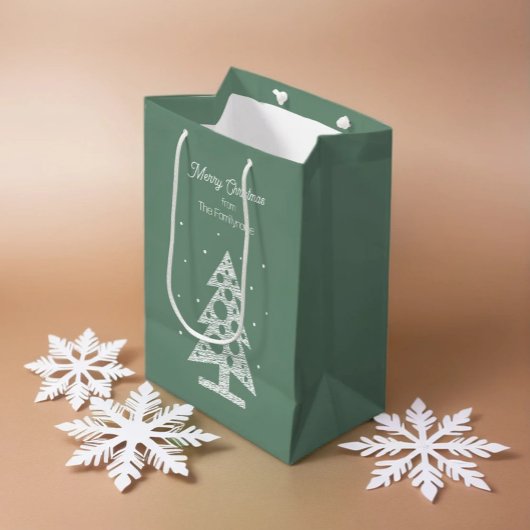 Custom Merry Christmas Line Art Tree Mittlere Geschenktüte