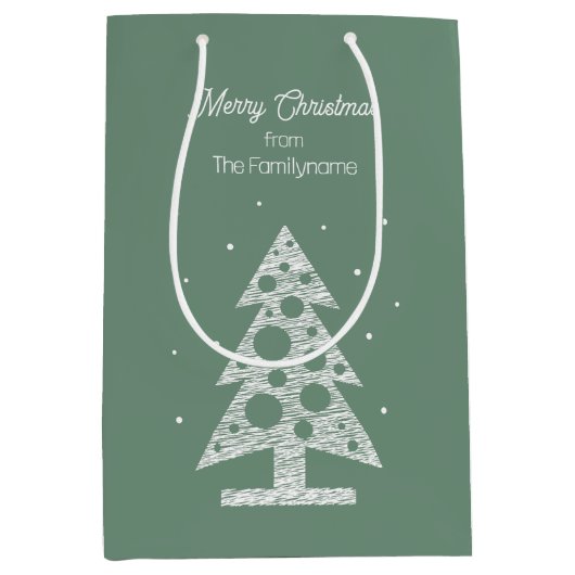Custom Merry Christmas Line Art Tree Mittlere Geschenktüte (Vorderseite)