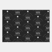 Custom Merry Christmas Monogram Sister Black Geschenkpapier Set (Vorderseite)