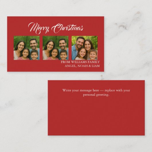 Custom Merry Christmas Photo Card Visitenkarte (Vorne/Hinten)