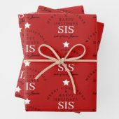 Custom Merry Christmas Red Monogram Sister Geschenkpapier Set (Beispiel)