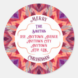 Custom Merry Christmas Red Return Address Label Runder Aufkleber