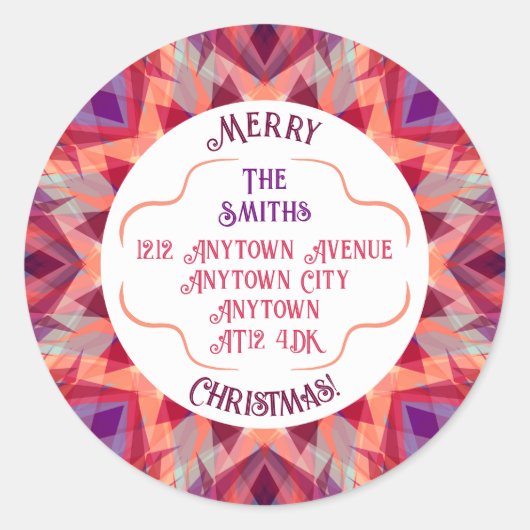 Custom Merry Christmas Red Return Address Label Runder Aufkleber (Vorderseite)