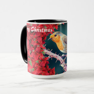 Custom Merry Christmas Robin Tasse