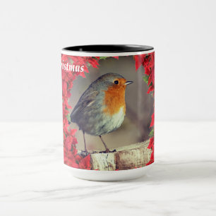 Custom Merry Christmas Robin Tasse