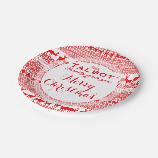 Custom MERRY CHRISTMAS SAASON'S GREETING Paper Pla Pappteller (Schrägansicht)