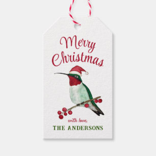 Custom Merry Christmas Santa Hummingbird Gift Tags Geschenkanhänger