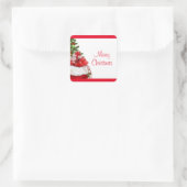 Custom Merry Christmas Tree Geschenke Template Quadratischer Aufkleber (Tasche)
