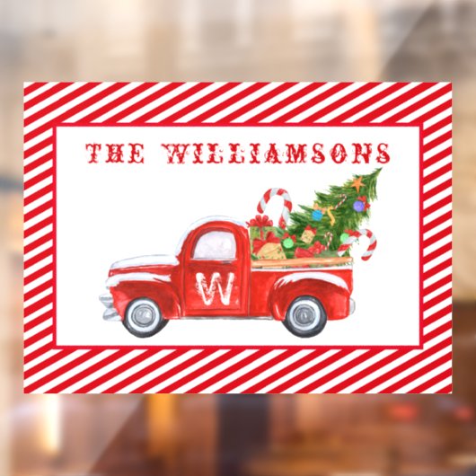 Custom Merry Christmas Tree Red Vintag Truck Fensteraufkleber (Blatt 2)