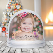 Custom Merry Christmas Typography Photo Snow Globe Schneekugeln