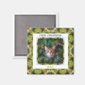 Custom Merry Green Festival Erstes Weihnachtsfest Magnet (Vorderseite/Rückseite)