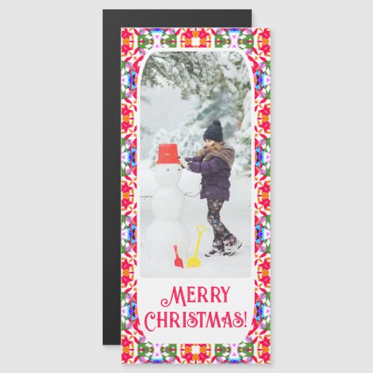 Custom Merry Jolly Weihnachts-Foto Magnetkarte (Vorne/Hinten)