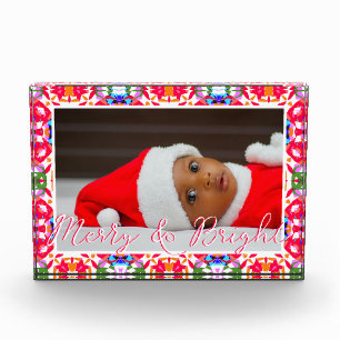 Custom Merry Red Bright Green Christmas Keepake Fotoblock