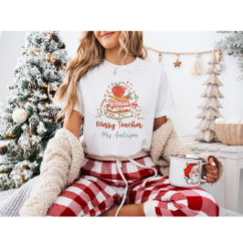 Custom Merry Teacher Retro Weihnachten T-Shirt
