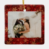 Custom Merry & Verheiratet Red Glitzer First Chris Keramikornament (Vorderseite)