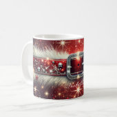 Custom Merry Weihnachten Weihnachten Coat Belt Whi Kaffeetasse (Vorderseite Links)