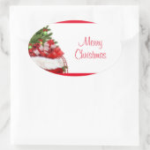 Custom Merry Weihnachtsbaum und Geschenke Vorlage Ovaler Aufkleber (Tasche)
