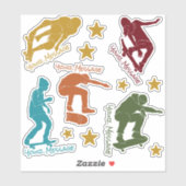 Custom Message 5 Skateboarders Skater Stickers Aufkleber (Blatt)