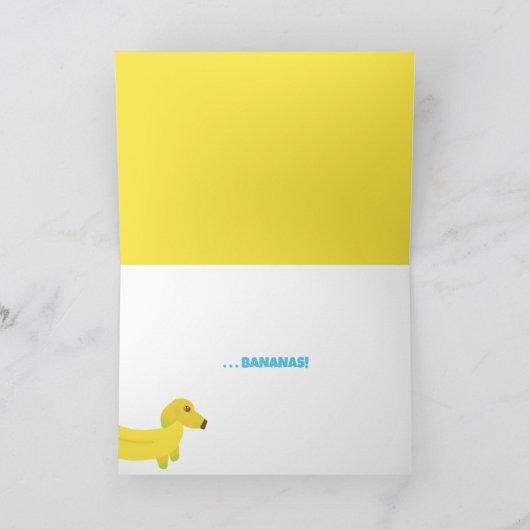 Custom Message Banana Dog Funny Birthday Karte (Innenseite)