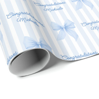 Custom Message Blue Coquette Books Herzlichen Glüc Geschenkpapier