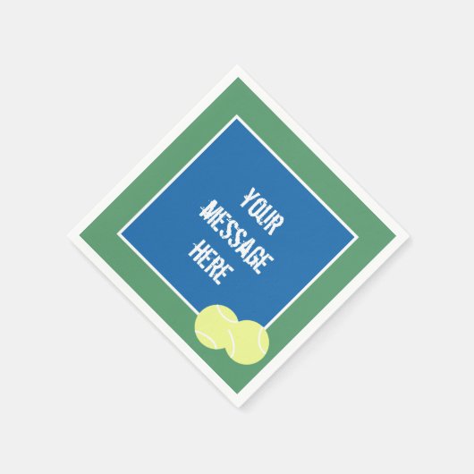 Custom Message Blue TennCourt mit Gelben Balls Serviette (Ecke)