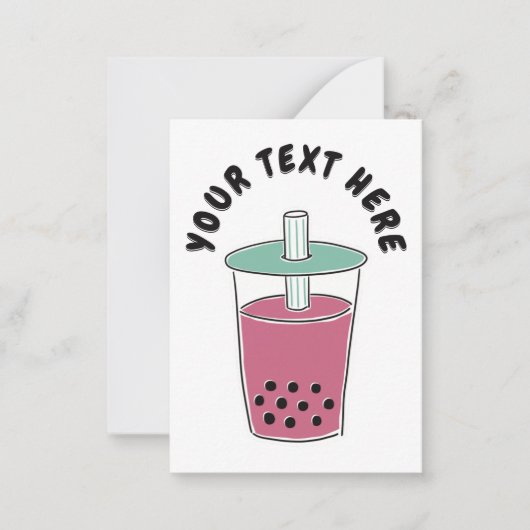 Custom Message Bubble Tee Boba Art | Rosa und Grün Mitteilungskarte (Vorderseite)