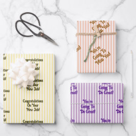 Custom Message New Job Congratulations Gift Geschenkpapier Set