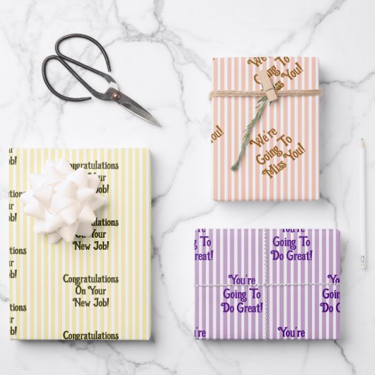 Custom Message New Job Congratulations Gift Geschenkpapier Set (Vorderseite)
