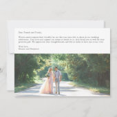 Custom Message Orange Floral Foto Hochzeit Dankeskarte (Rückseite)