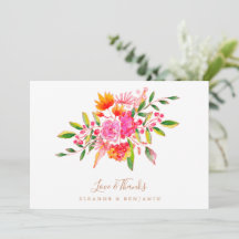 Custom Message Orange Floral Foto Hochzeit